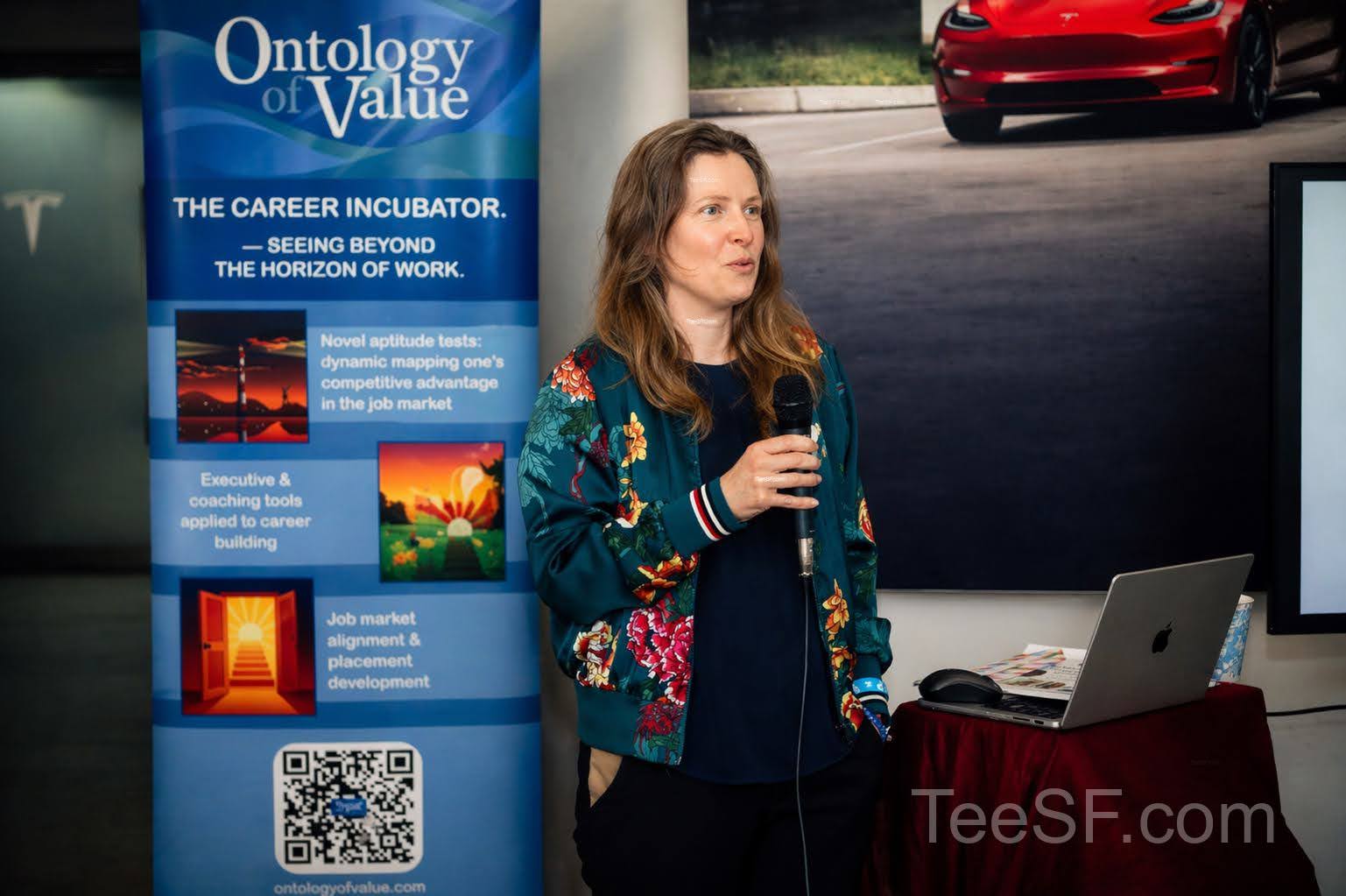 A photo from a pitch night event at Tesla in San Francisco.